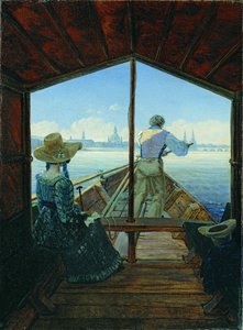 Barkenfahrt auf der Elbe bei Dresden (Morgen auf der Elbe) von Carl Gustav Carus