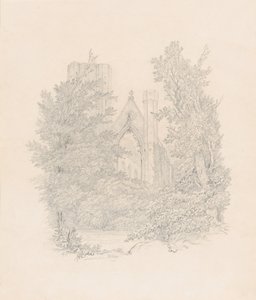 Ansicht der Westfassade der Kathedrale von Dunkeld von Carl Gustav Carus