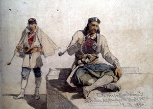 Studie von zwei Figuren, beide rauchen Pfeifen