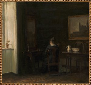 Interieur mit der Frau des Künstlers Emilie Heise