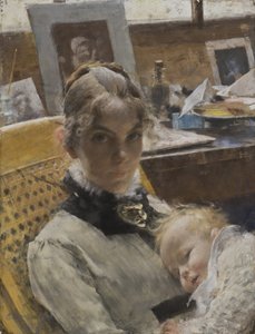 Atelier-Idylle. Die Frau des Künstlers und ihre Tochter von Carl Larsson