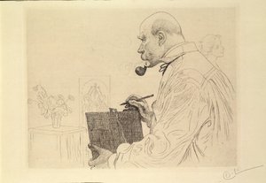 Selbstporträt als Radierer von Carl Larsson