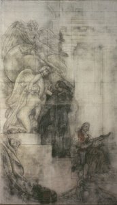 Die Kunst der Bildhauerei: Carl Michael Bellman in Sergels Studio. Cartoon für das Fresko in der unteren Halle des NM