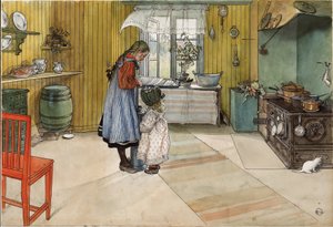 Die Küche. Aus Einem Zuhause (26 Aquarelle) von Carl Larsson