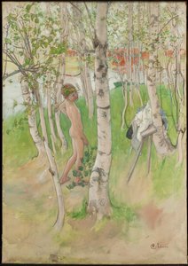 Ulf. Nackter Junge zwischen Birken von Carl Larsson