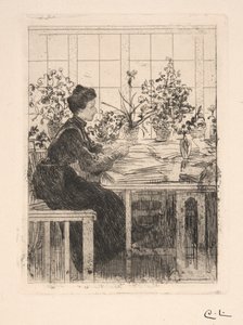 Wendela (Frau Pfannenstill) am Fenster