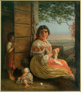 Strickende Italienerin von Carl Ludwig Jessen
