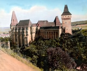 Rumänien, Transsilvanien, das Hunyad-Schloss (auch bekannt als Hunyadi-Schloss, Corvin-Schloss oder Hunedoara-Schloss), Bilddatum: ca. 1920 von Carl Simon