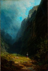Landschaft im alpinen Hochgebirge mit Blick auf den Wendelstein - Carl Spitzweg, Öl auf Leinwand, ca. 1871 - Museum Kunstpalast, Düsseldorf von Carl Spitzweg