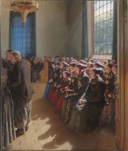 Während des Gottesdienstes in einer Kirche auf Amager von Carl Wentorf