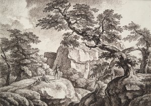 Drei Soldaten in einer hügeligen Landschaft