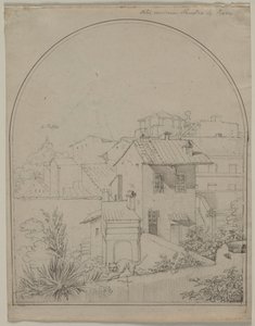 Blick aus meinem Fenster in Rom recto Soldat in einer Landschaft verso, ca. 1817