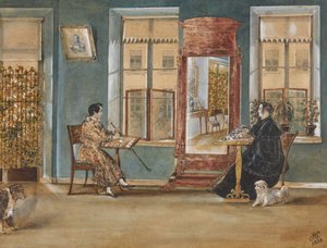 Schauspieler Nikolay Osipovich Dur 1807-1839 mit seiner Frau im Wohnzimmer, 1839 von Carl von Hampeln