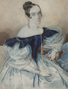 Porträt einer Dame mit Lorgnette, 1830er Jahre von Carl von Hampeln