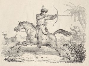 Kosaken zu Pferd jagen Hirsche, 1821-36