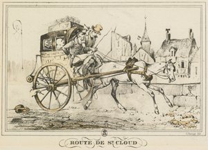 Szenen des täglichen Lebens, Straßen und Wege: Straße nach Saint-Cloud..., 1816 von Carle Vernet