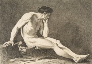 Eine Académie: Sitzender Mann, 1742-43