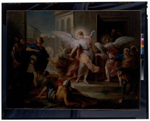 Die Blendung der Einwohner von Sodom von Carle van Loo