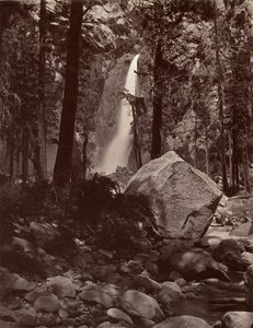 Unterer Yosemite-Fall, 1.600 Fuß, ca. 1872, gedruckt ca. 1876 von Carleton E. Watkins.