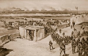 Italienische Truppen landen nach der Bombardierung von Bengasi