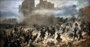 Die Bresche von Porta Pia - Rom, 20.09.1870. Gemälde von C. Ademollo. von Carlo Ademollo