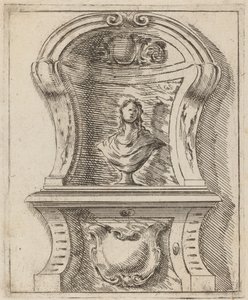 Architektonisches Motiv mit einer Büste von Carlo Antonio Buffagnotti