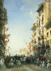 Der Krieg in Italien: Der Einzug des Königs von Sardinien in Brescia, 1859
