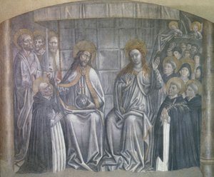 Christus übergibt die Welt dem heiligen Dominikus in Anwesenheit der Jungfrau Maria, Fresko von Carlo Braccesco