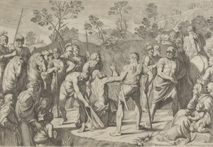 Heiliger Andreas kniend im Gebet, als er zum Kreuz geführt wird, nach Reni, 1650-80 von Carlo Cesi