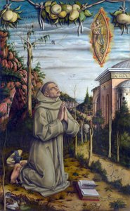 Die Vision des seligen Gabriel - Gabriele Ferretti (1385-1456), italienischer Franziskaner, sieht die Jungfrau Maria und das Jesuskind erscheinen