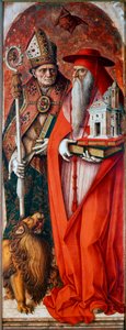 Polyptychon der Kathedrale von Camerino: Heiliger Hieronymus und Heiliger Augustinus von Carlo Crivelli