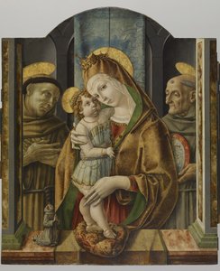 Jungfrau und Kind mit Heiligen und Stifter von Carlo Crivelli