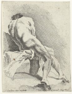 Sitzender männlicher Akt, von hinten gesehen von Carlo Innocenzo Carlone