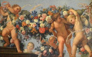 Amours und Blumengirlande
