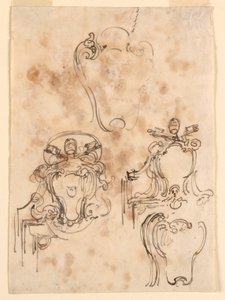 Zeichnung, Skizzen für Rahmen und Wappenschilder, 1758–69