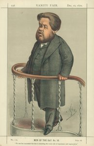 Der Rev Charles Spurgeon, Niemand hat es wie er geschafft, die komische Seite der Reue und Erneuerung zu skizzieren, 17. Juli 1880, Vanity Fair Karikatur von Carlo Pellegrini