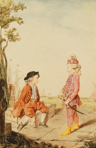 Die beiden jungen de Neuville Brüder auf einem Kai, 1767 von Carmontelle