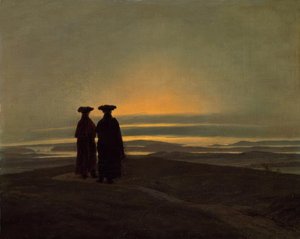 1art1 Caspar David Friedrich Poster 'Der Mönch Am Meer' – Leinwandbild Auf Keilrahmen 80x60 Cm, Kunstdruck