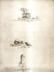 Baum, Hünengrab und Turm von Caspar David Friedrich