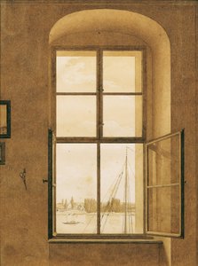 Blick aus dem Fenster des Künstlers, rechtes Fenster von Caspar David Friedrich