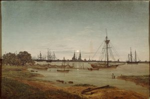 Hafen bei Mondschein von Caspar David Friedrich