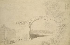 Flusslandschaft mit einem Bogen (unvollendet) von Caspar David Friedrich