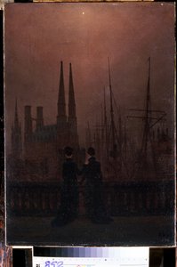 Abend im Hafen (Schwestern). Gemälde von Caspar David Friedrich (1774-1840) 1818-1820 Maße: 74x52 cm Eremitage-Museum, Sankt Petersburg