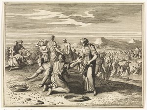 Sammeln des Manna in der Wüste von Caspar Luyken