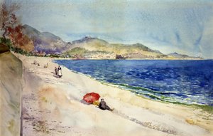 Am Strand unterhalb der Promenade des Anglais, Nizza, Frankreich, 1898
