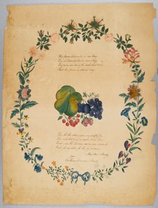 Ohne Titel (Gedicht und dekorativer Kranz) von Catherine Emma Manley