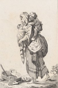 Bäuerin mit zwei Kindern, ca. 1758 von Catherine Francoise Beauvarlet