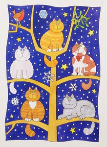 Fünf Weihnachtskatzen