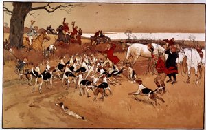 Jagdszene: Schießen. Gravur von Cecil Aldin (1870 -?), England. Private Sammlung von Cecil Charles Windsor Aldin