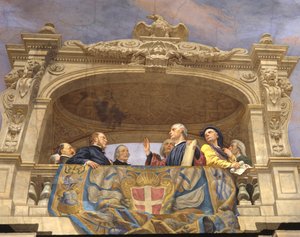Macchiavelli, A. Gentili, Pier Capponi und Cavour (Detail) von Cesare Mariani